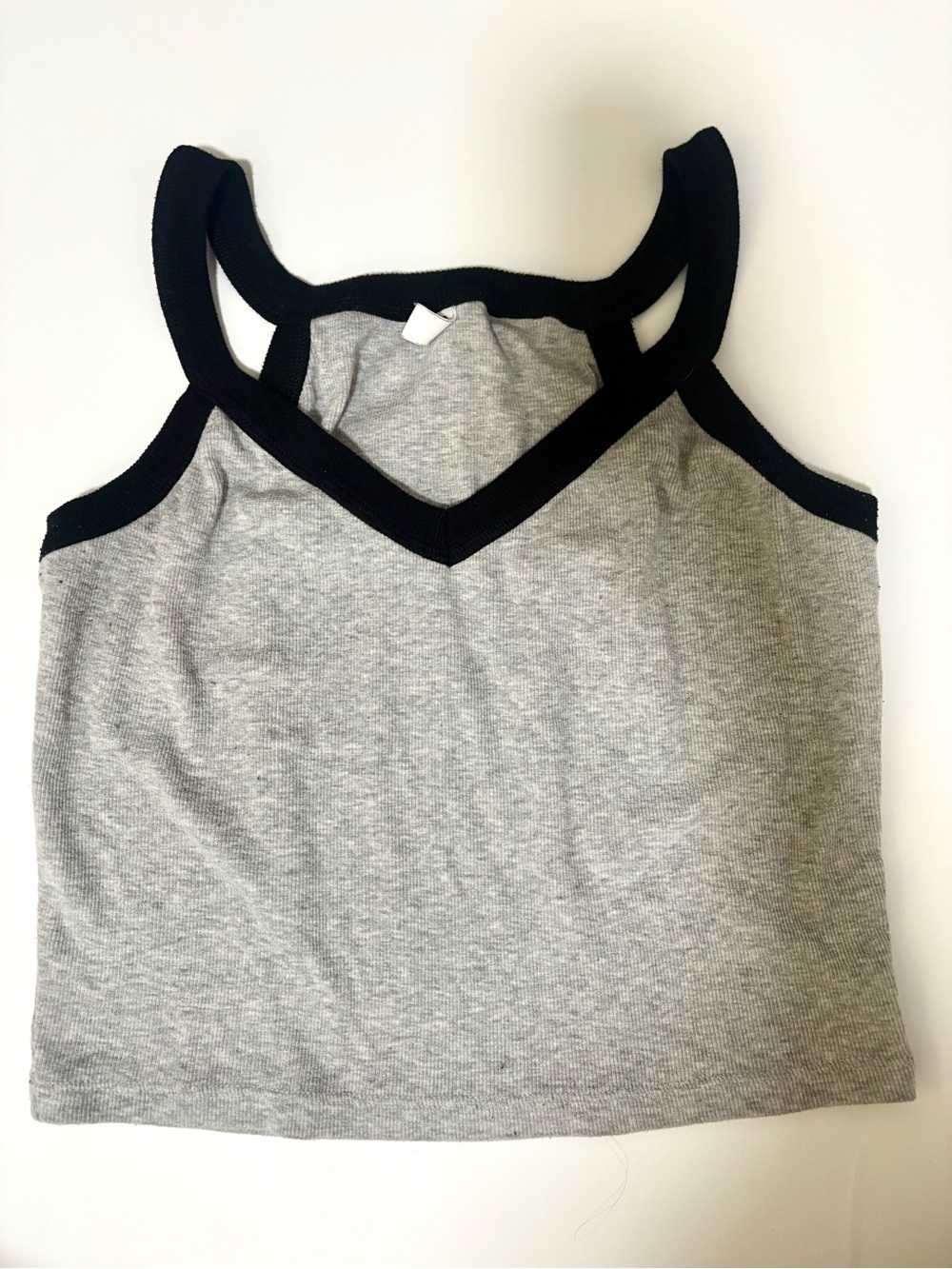Nordstrom Grey Tank with Black Trimmed V-Neck